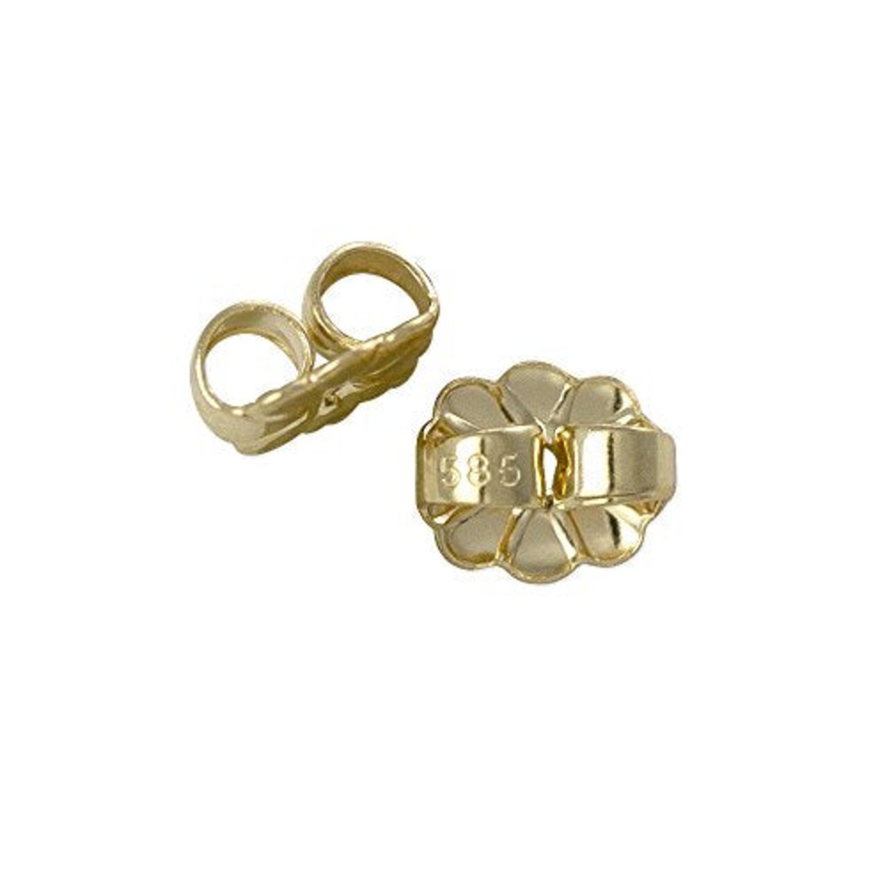 JewelrySupply Ear Back Heavy 14 Karat Solid Yellow Gold 1 Pair of 14KT Gold Earring Backs